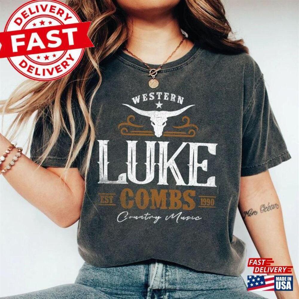 Luke Combs Est 1990 T-Shirt  Western Bullhead Tour - Picture 1 of 4